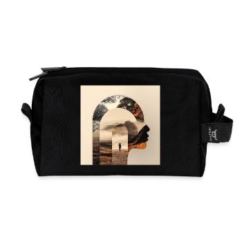 Silhouette Nature Counseling Design - Recycled Toiletry Zip Bag - black - Front
