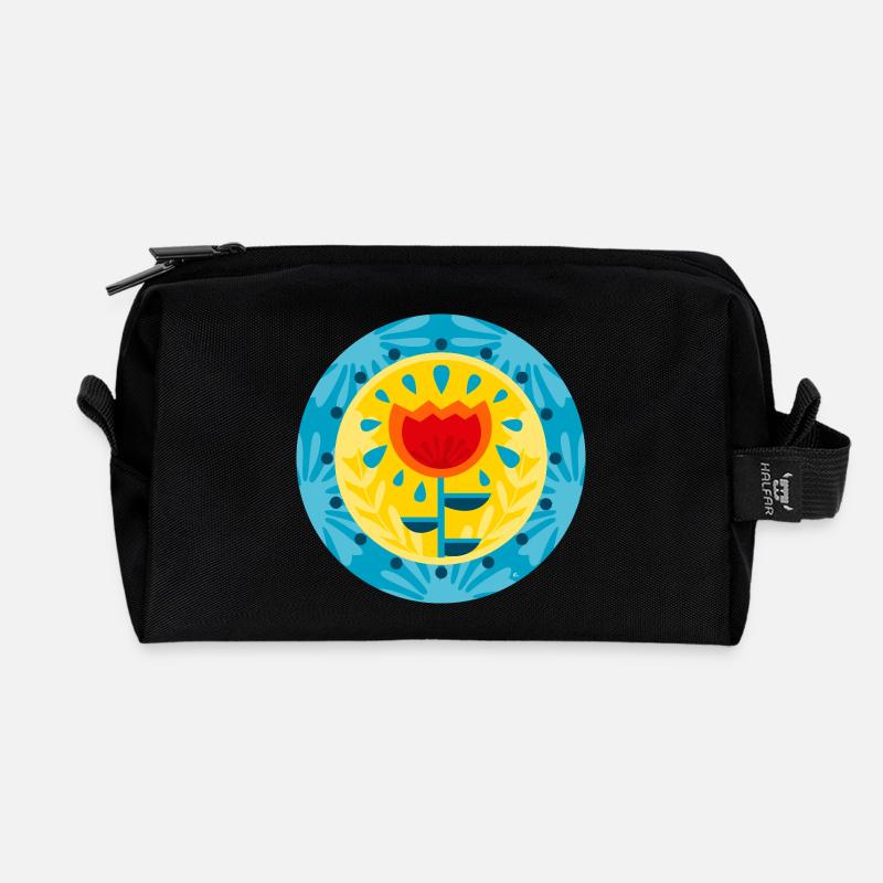 POP FLOWER - Recycled Toiletry Zip Bag - black