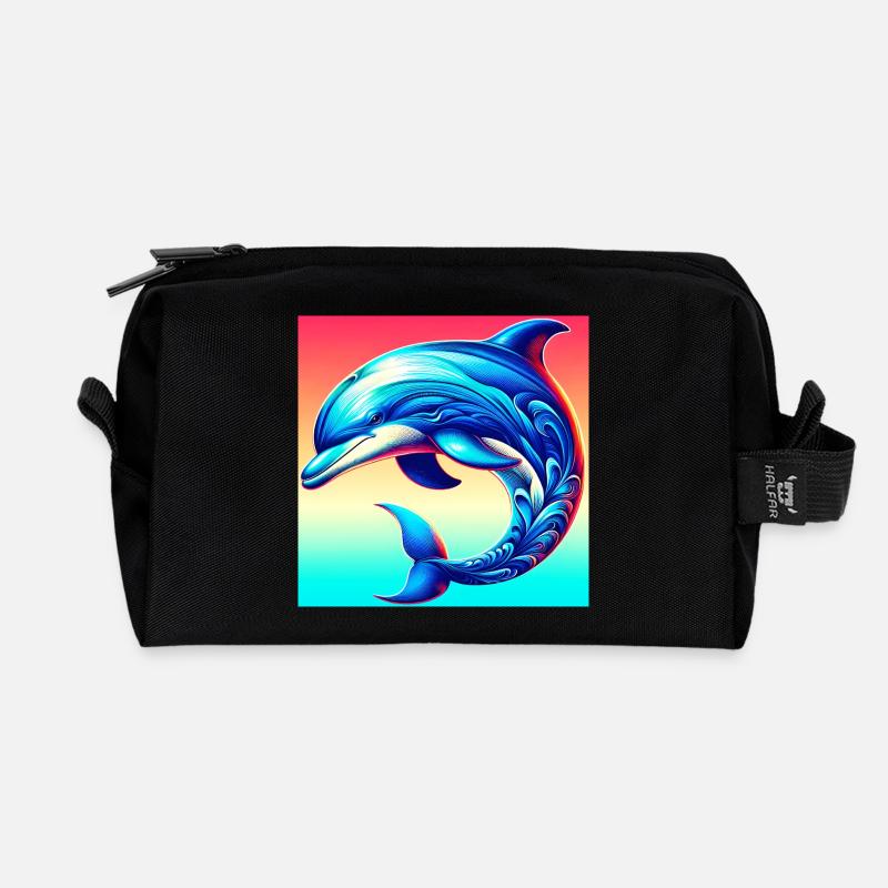 Delfin - Recycelte Kulturtasche - Schwarz