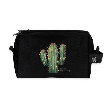 Christmas Cactus – Prickly but Festive - Recycled Toiletry Zip Bag - black - Front