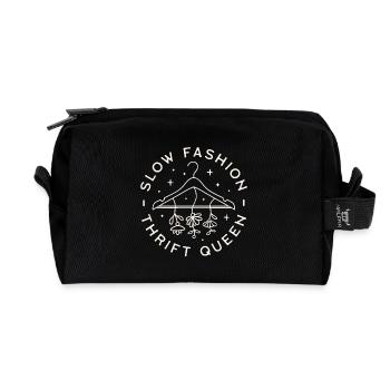 Thrifting slow fashion thrift lovers thrifter girl - Recycled Toiletry Zip Bag - black - Front