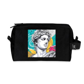 Colorful Abstract Mythology Statue - Recycled Toiletry Zip Bag - black - Front
