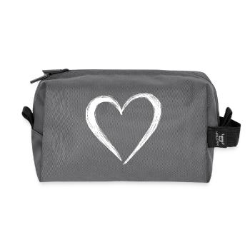 Cute Hand Drawn Heart - Recycled Toiletry Zip Bag - anthracite - Front