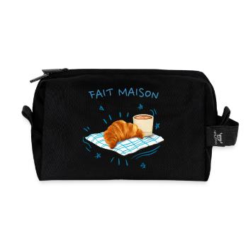 Homemade Croissant - Recycled Toiletry Zip Bag - black - Front