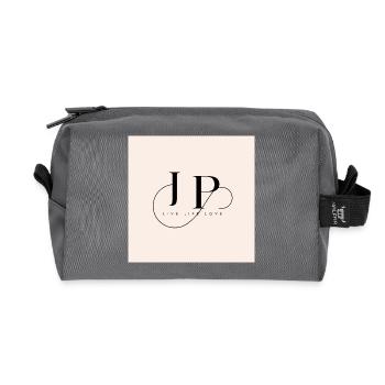 Monogramme élégant avec devise inspirante - Trousse de toilette en tissu recyclé - anthracite - Devant
