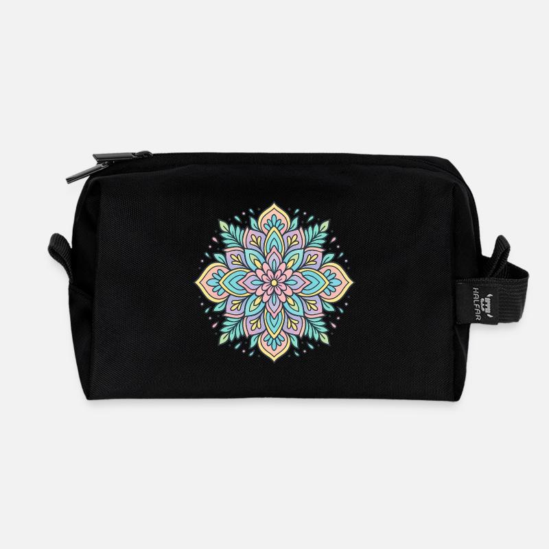 Blumenmandala - Recycelte Kulturtasche - Schwarz