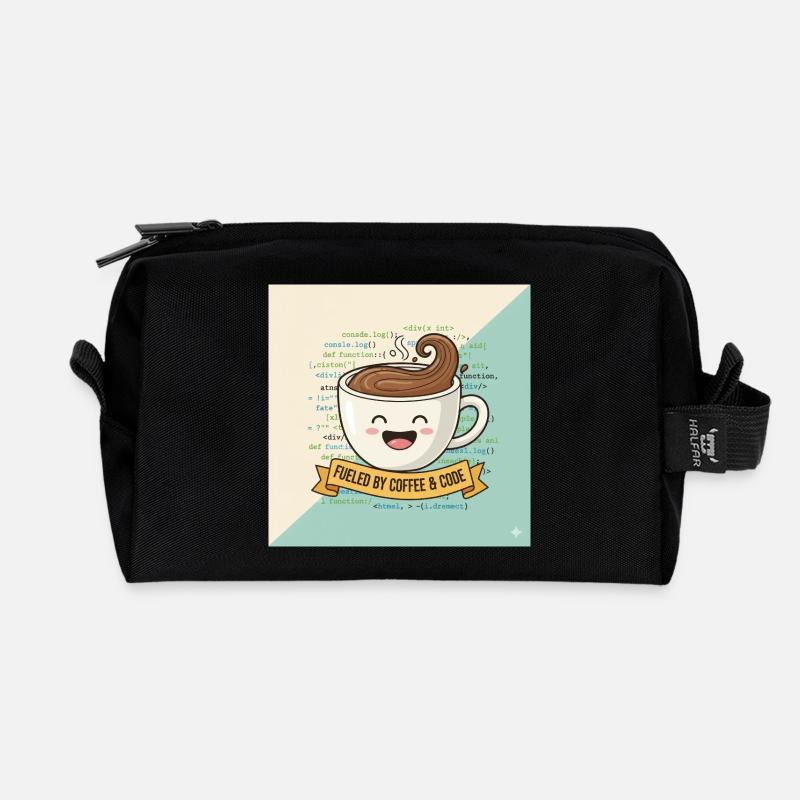 Tasse à café Happy et code - Trousse de toilette en tissu recyclé - noir