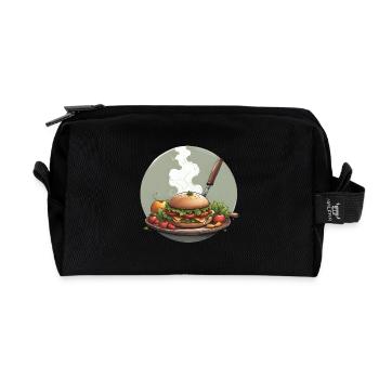 Hearty vegetable burger with fresh ingredients - Recycled Toiletry Zip Bag - black - Front