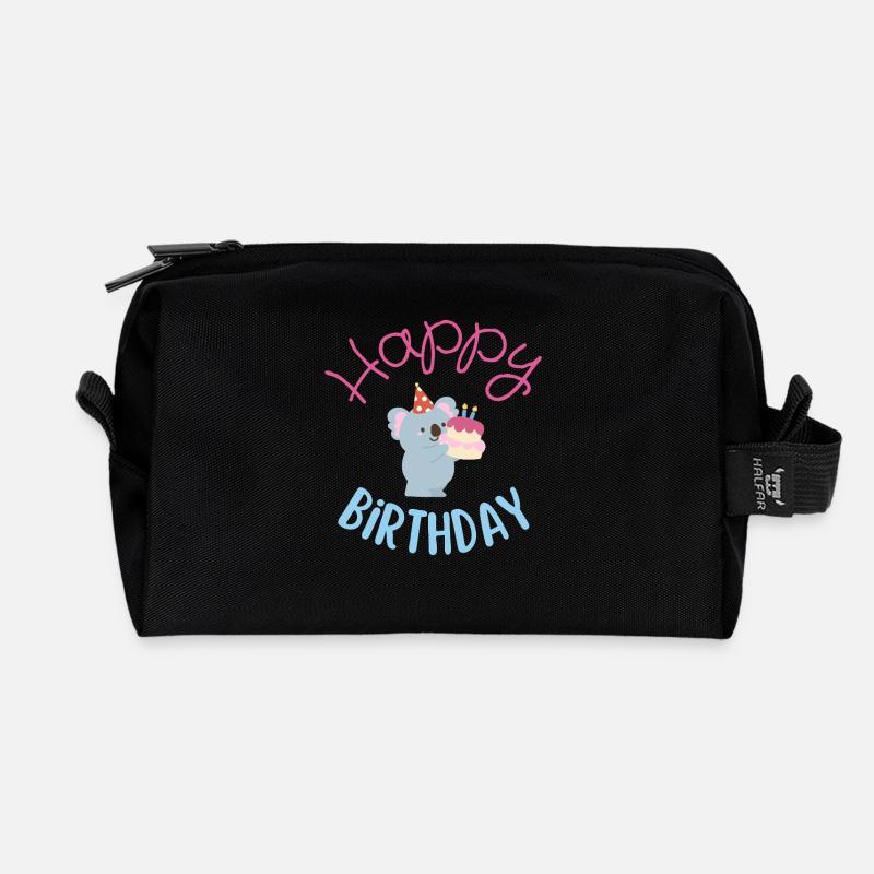 Happy birthday - Recycled Toiletry Zip Bag - black