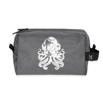 Kraken im Taucherhelm im Vintage Look - Recycelte Kulturtasche - Anthrazit - Vorne