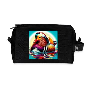 Canard mandarin - Trousse de toilette en tissu recyclé - noir - Devant