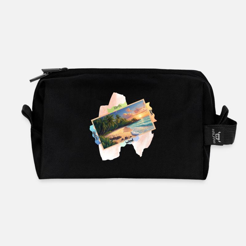 Natur Strand Bild niedliches Sommerdesign - Recycelte Kulturtasche - Schwarz