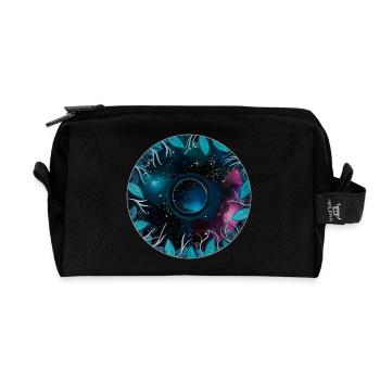 Galactic Leaf Wreath Motif - Recycled Toiletry Zip Bag - black - Front