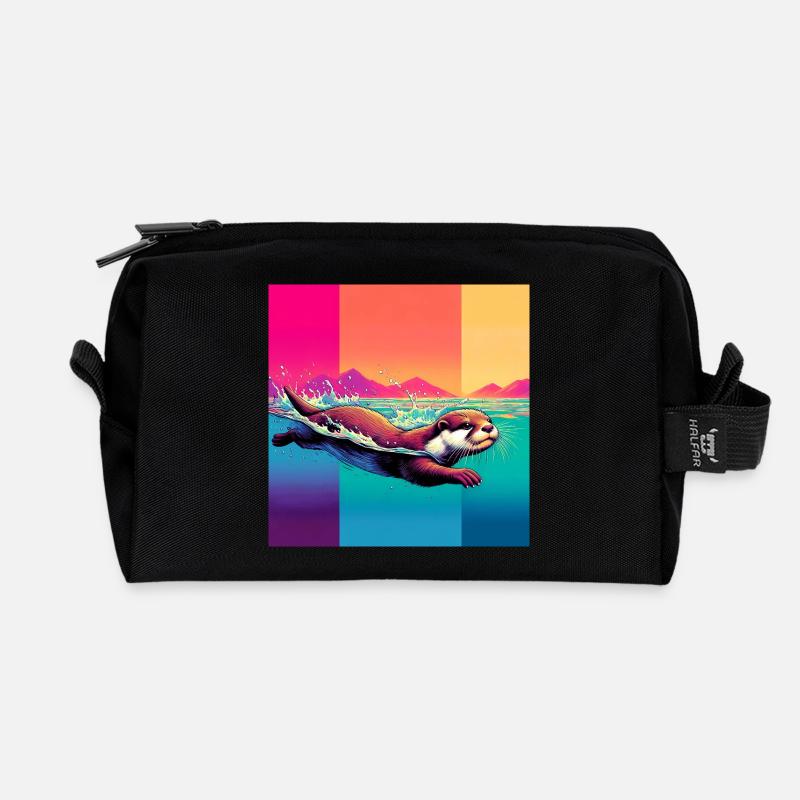 Otter - Recycelte Kulturtasche - Schwarz