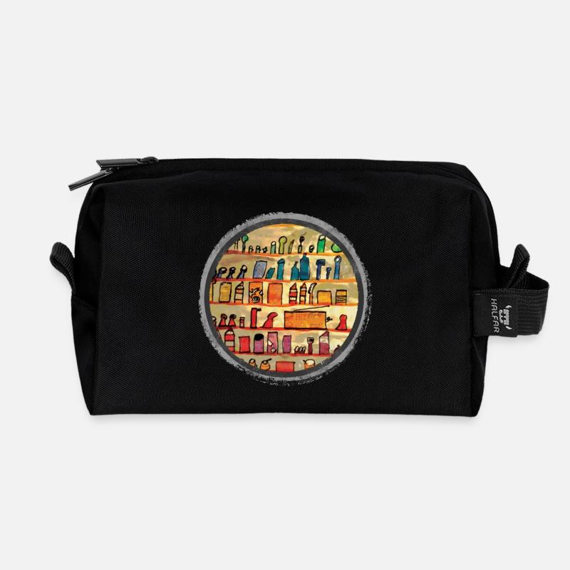Abstrakte Küchenregal Illustration - Recycelte Kulturtasche - Schwarz