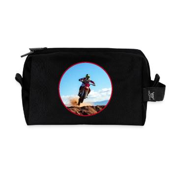 Logo de couleur motocross - Rouge - Trousse de toilette en tissu recyclé - noir - Devant