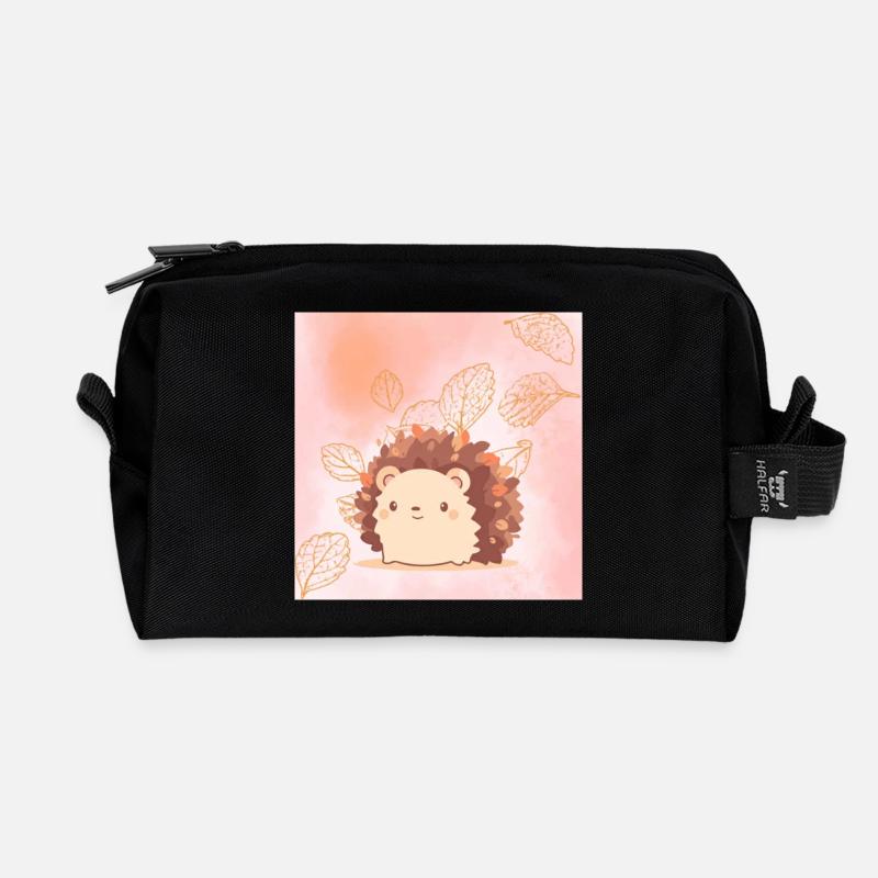 mignon hérisson  - Trousse de toilette en tissu recyclé - noir