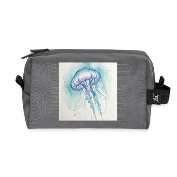 Medusa-Aquarell, Ozeanblau - Recycelte Kulturtasche - Anthrazit - Vorne