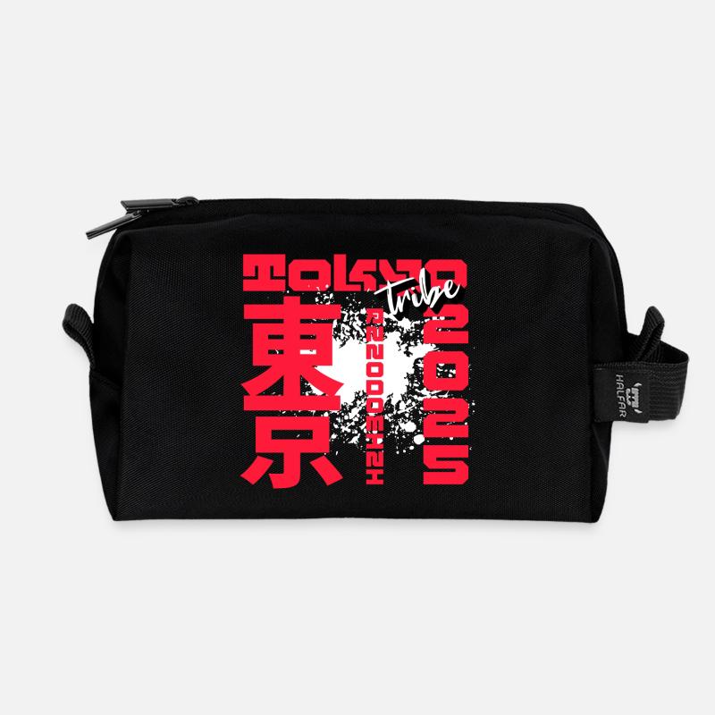 Rotes Kanji Graffiti - Recycelte Kulturtasche - Schwarz