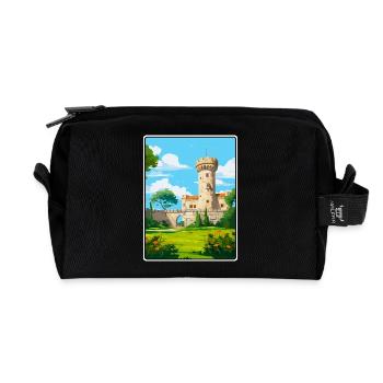 Chaves Portugal Schloss Turm Unter Blauem Himmel Poster - Recycelte Kulturtasche - Schwarz - Vorne