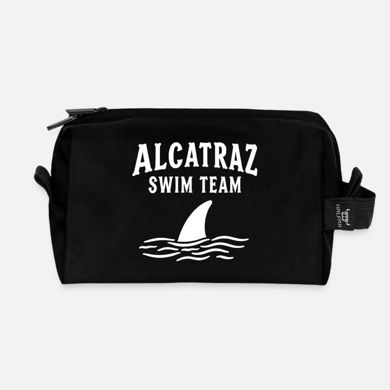 Alcatraz Schwimmteam Ironie Spruch - Recycelte Kulturtasche - Schwarz