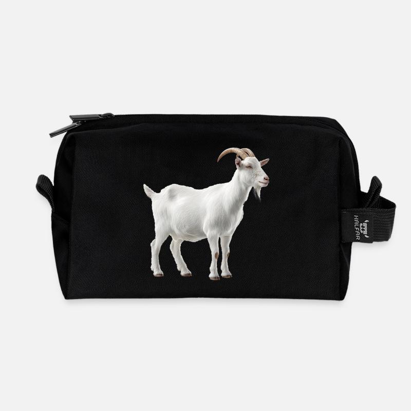 Weiße Bergziege Portrait - Recycelte Kulturtasche - Schwarz
