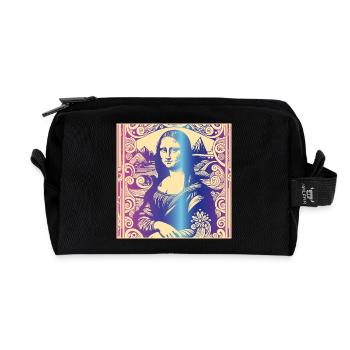 Woman portrait mona lisa rainbow modern paris - Recycled Toiletry Zip Bag - black - Front