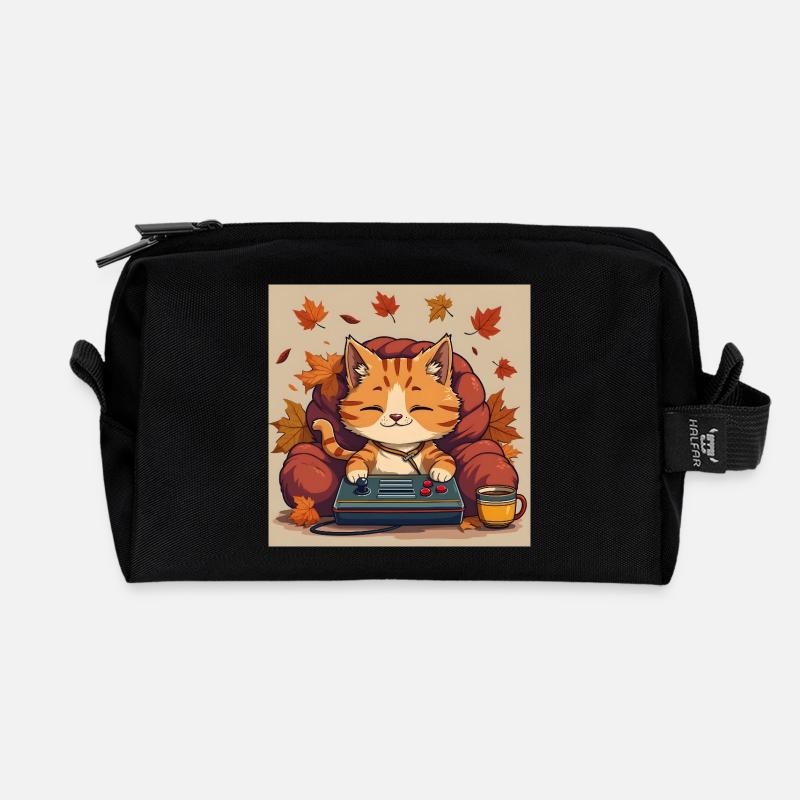 Gaming Cat - Recycelte Kulturtasche - Schwarz