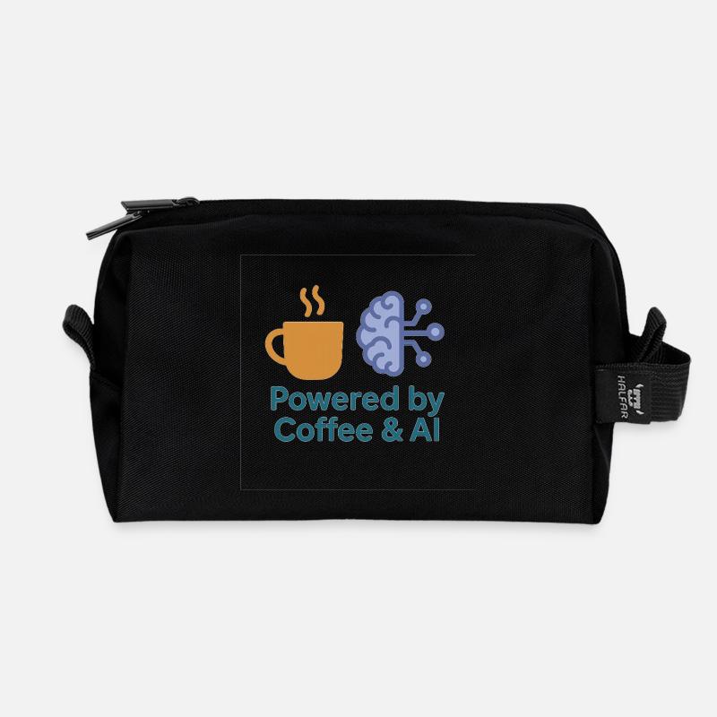 Kaffee KI Kraftdesign - Recycelte Kulturtasche - Schwarz