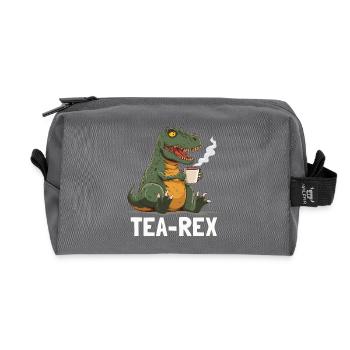 Drôle de T-Rex Dino buvant du thé - Trousse de toilette en tissu recyclé - anthracite - Devant