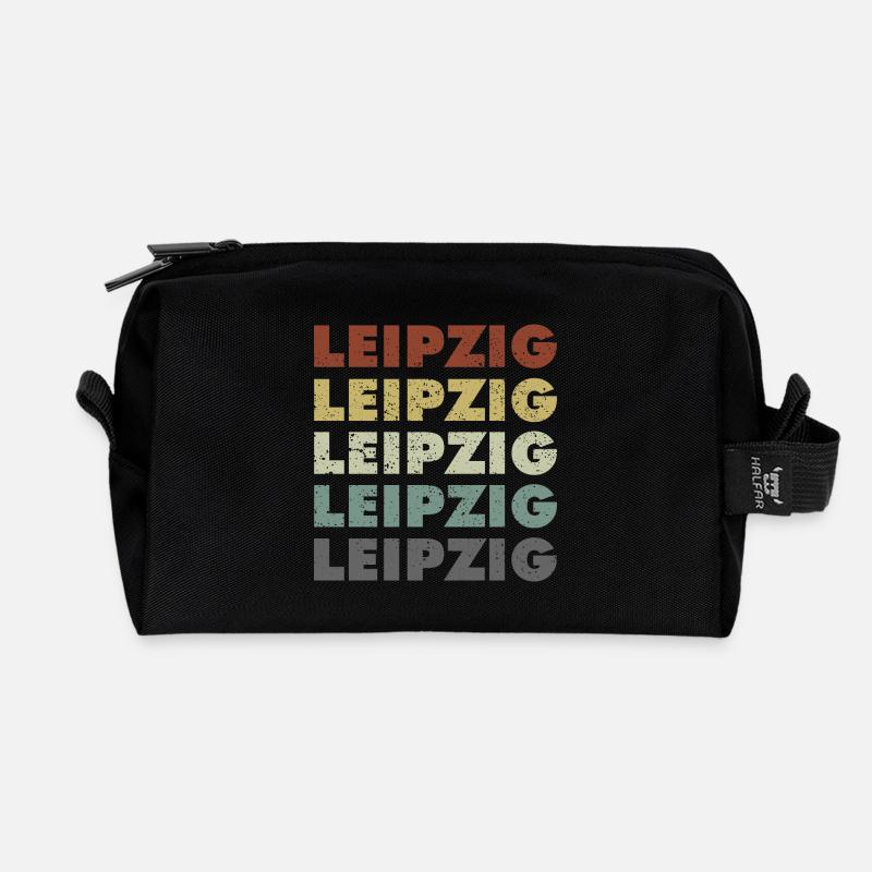 Leipzig - Deutschland - Lettering - Germany - Recycelte Kulturtasche - Schwarz