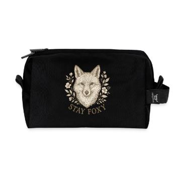 Stay Foxy – Wild & Stilvoll - Recycelte Kulturtasche - Schwarz - Vorne