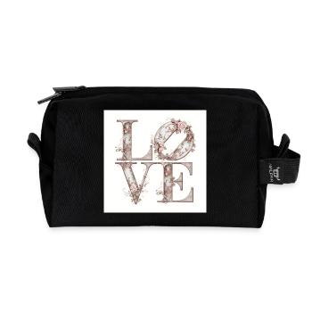 Vintage Blumen-Love Design - Recycelte Kulturtasche - Schwarz - Vorne
