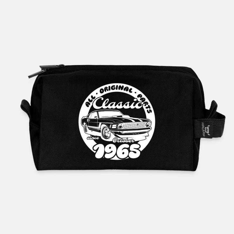 60. Geburtstag - Klassiker Musclecar 10/1965 - Recycelte Kulturtasche - Schwarz