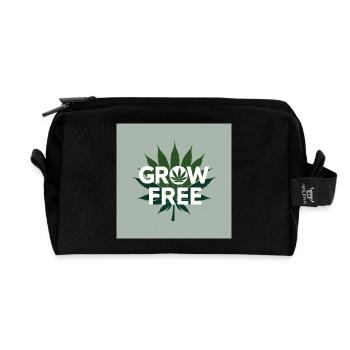 Grow Free Leaf Design - Recycled Toiletry Zip Bag - black - Front