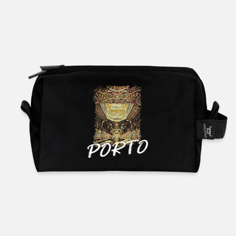 Librairie Lello Porto illustration intérieure - Trousse de toilette en tissu recyclé - noir