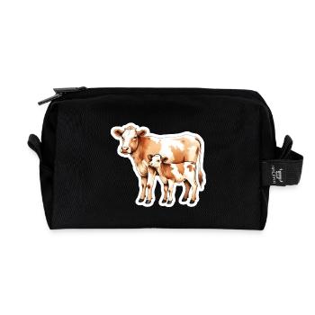 Cow Love – Mother and Calf - Recycled Toiletry Zip Bag - black - Front