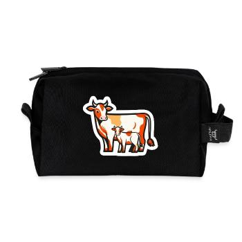 Cow with Calf – Farm Love in Comic Style - Recycled Toiletry Zip Bag - black - Front