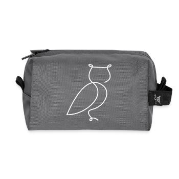 Owl Sketch – Stylish Bird Motif - Recycled Toiletry Zip Bag - anthracite - Front
