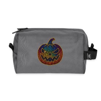 Glitzernder Regenbogen Kürbis zu Halloween - Recycelte Kulturtasche - Anthrazit - Vorne
