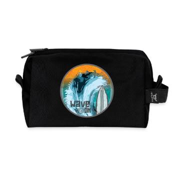 Wave in Surf Magic Patch - Recycled Toiletry Zip Bag - black - Front