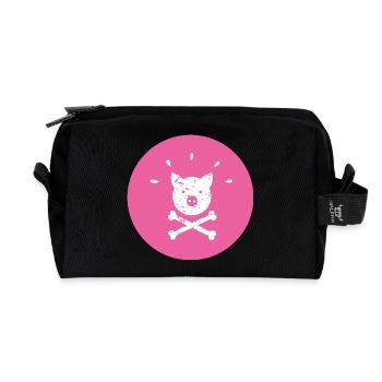 Jolly Roger Schweinchen Piraten Glücksschweinchen - Recycelte Kulturtasche - Schwarz - Vorne