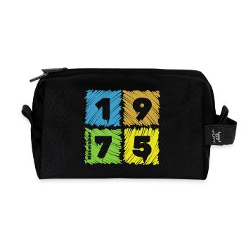 50th Birthday Colored Patches since 11/1975 - Recycled Toiletry Zip Bag - black - Front