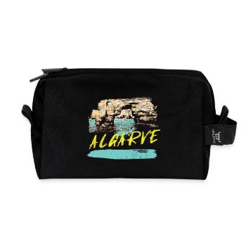 Klippen Algarve Illustration Portugal - Recycelte Kulturtasche - Schwarz - Vorne