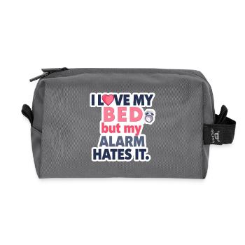 I Love My Bed – But My Alarm Hates It ⏰💤 - Recycled Toiletry Zip Bag - anthracite - Front