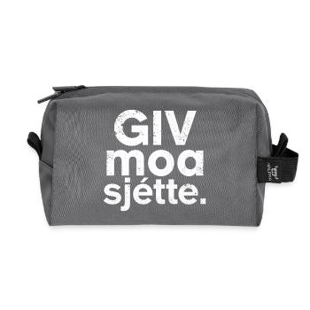 Giv moa sjette. Chemise en dialecte flamand occidental - Trousse de toilette en tissu recyclé - anthracite - Devant