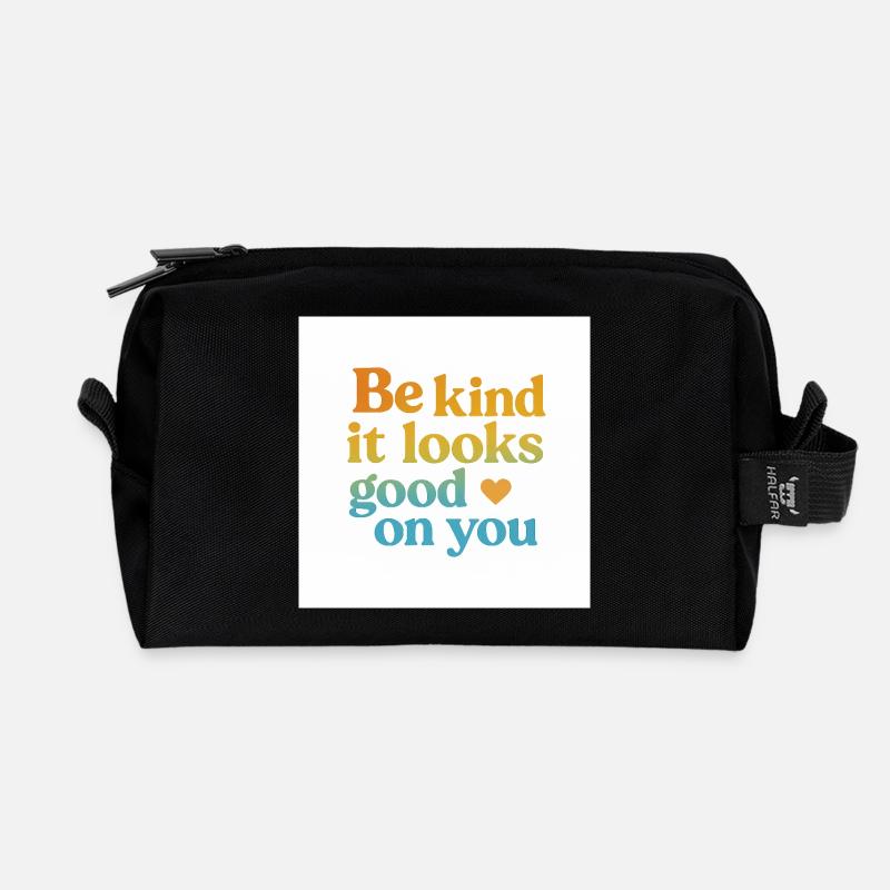 be kind - it looks good on you - Recycled Toiletry Zip Bag - black