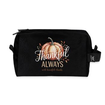 Herbst Kürbis Dankbar Always Design - Recycelte Kulturtasche - Schwarz - Vorne