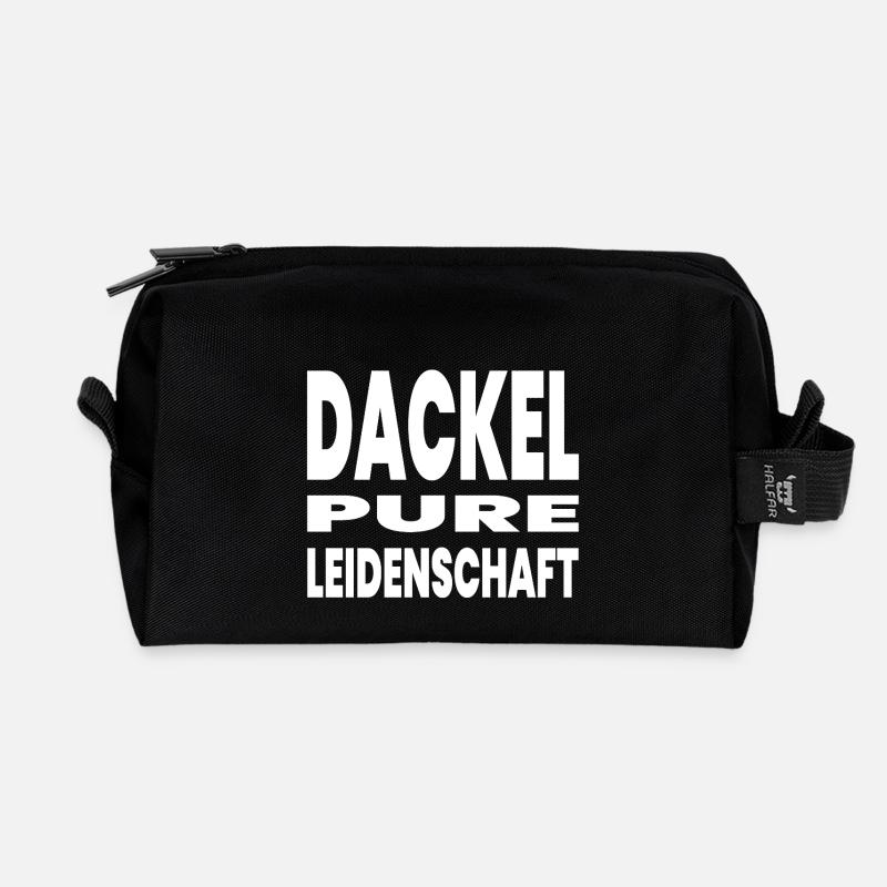 Dackel - Recycelte Kulturtasche - Schwarz