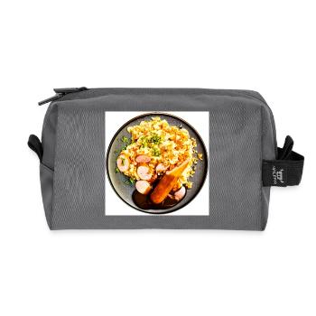 Dish with sausage and mashed potatoes - Recycled Toiletry Zip Bag - anthracite - Front